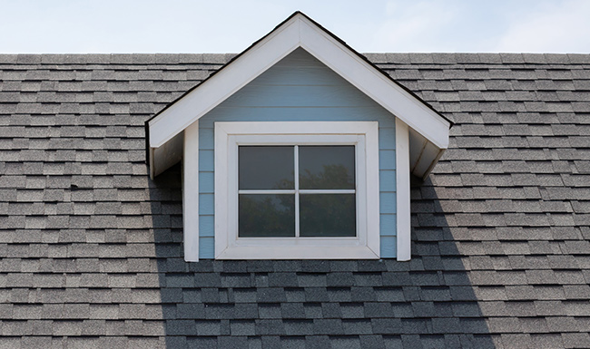 close-up asphalt shingles on a residential roof