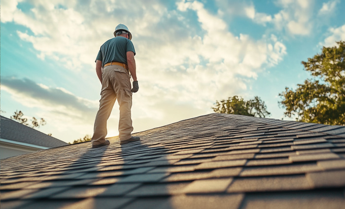 contractor inspecting a roof - regular maintenance to prevent leaks