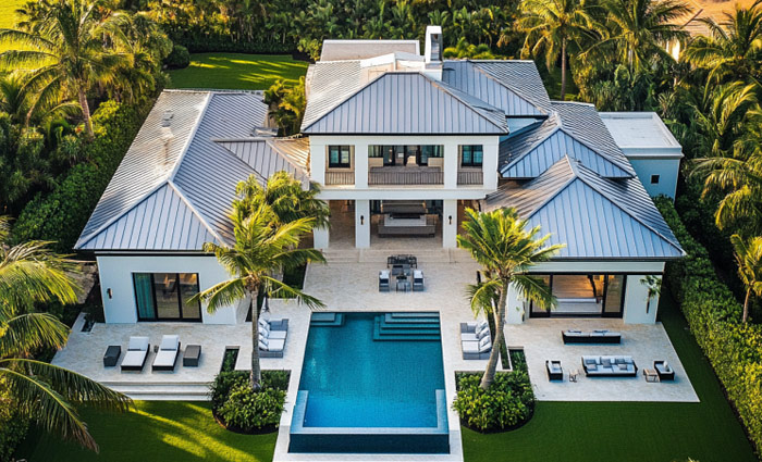 home in Palm Beach Florida with metal roof