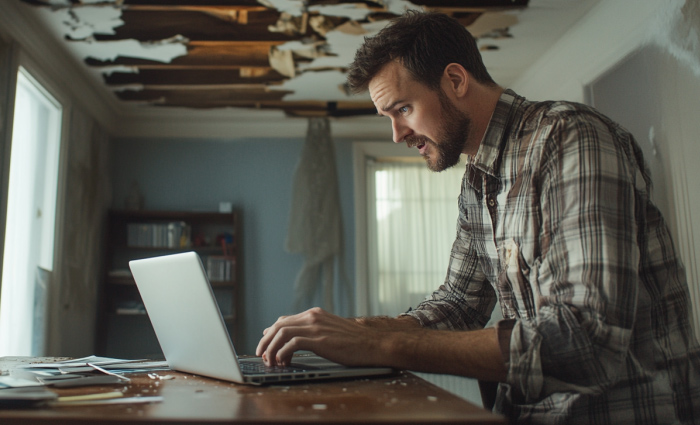 homeowner filing an insurance claim for roof damage