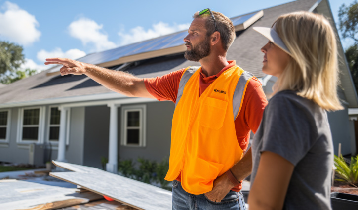 homeowner communicating with a roofing contractor