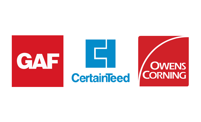 popular roofing shingle brands including GAF and Owens Corning