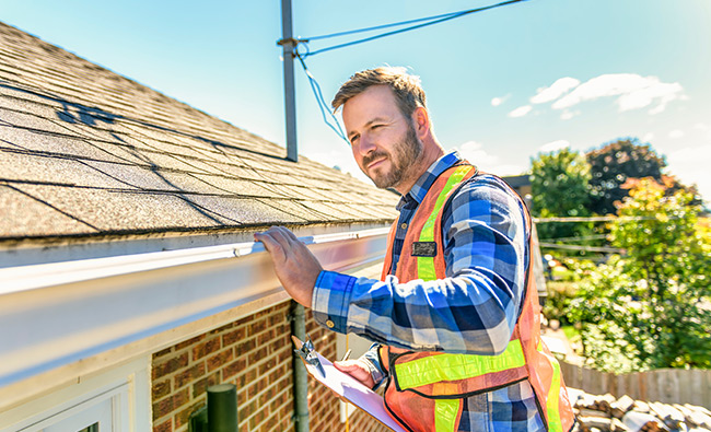 professional roofer conducting a post-storm roof inspection